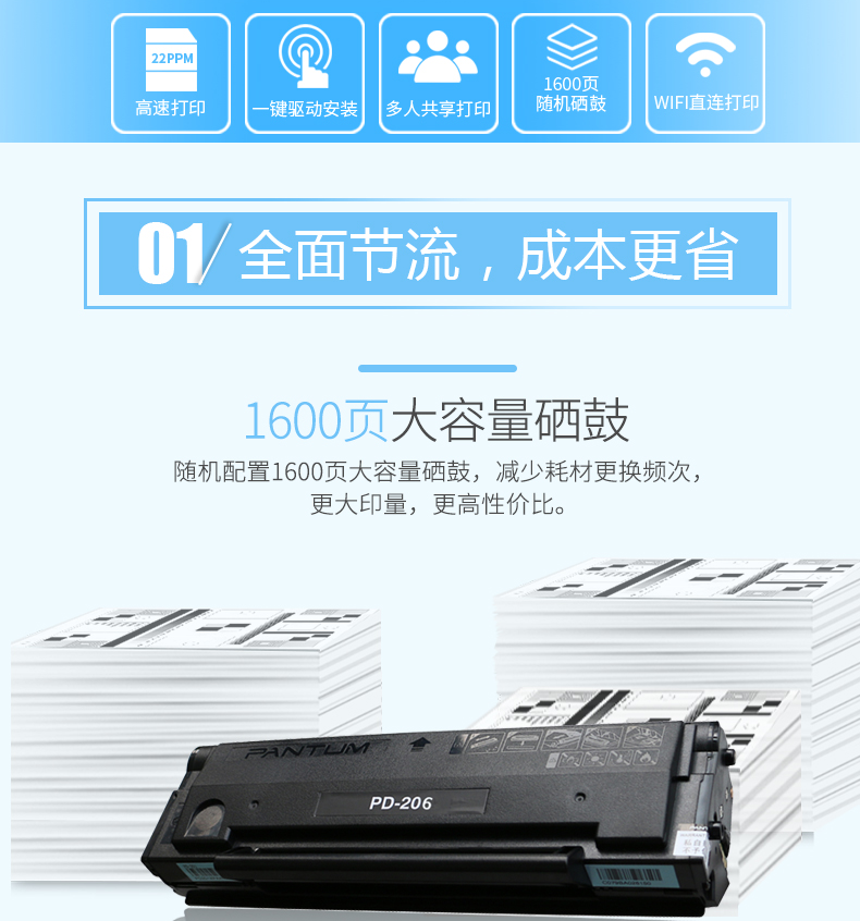 奔图(pantum) m6506 黑白激光打印机一体机 打印复印扫描 多功能家用