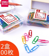 得力0024彩色回形针(混)(100枚/盒)*10