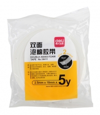 得力30411EVA泡棉双面胶带18mm*5y*2.5mm(白)(1卷/袋)