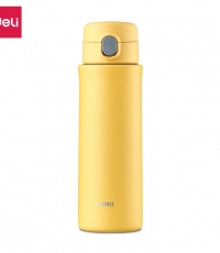 得力LL609弹盖保温杯420ml（黄）