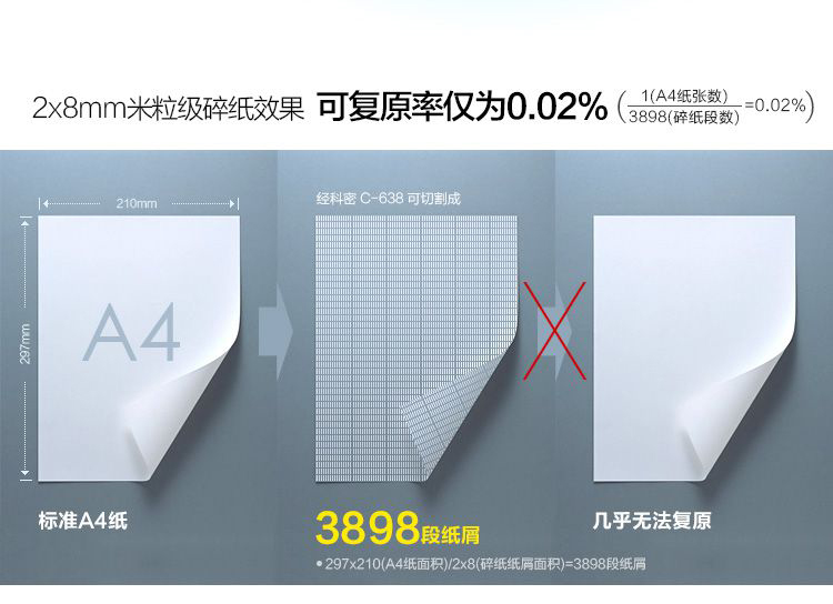 科密C-638碎纸机 科密办公室家用文件粹纸机