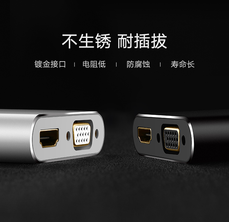 綠聯(lián)（UGREEN）Mini DP轉(zhuǎn)HDMI/VGA二合一轉(zhuǎn)換器 20422 支持4K分辨率 黑色